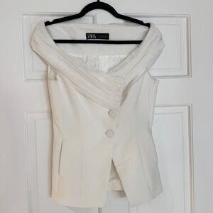 White Elegant Blouse with Lace & Suit Material